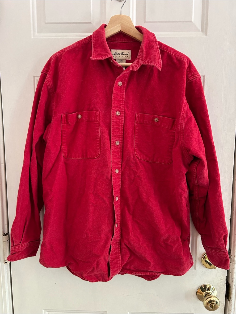 Eddie Bauer Bright Red Flannel Button-Down Shirt
